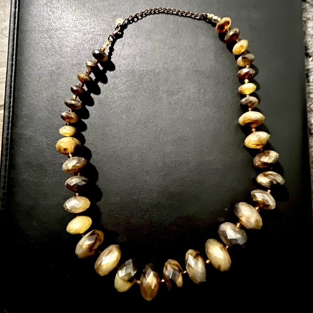 Long chunky olive brown beaded necklace